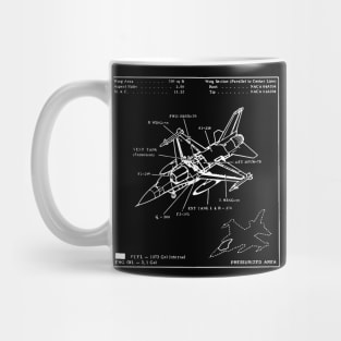 Lockheed F-16 Falcon Patent and Trademark Drawing  /Lockheed F-16 Falcon Patent Illustration Mug